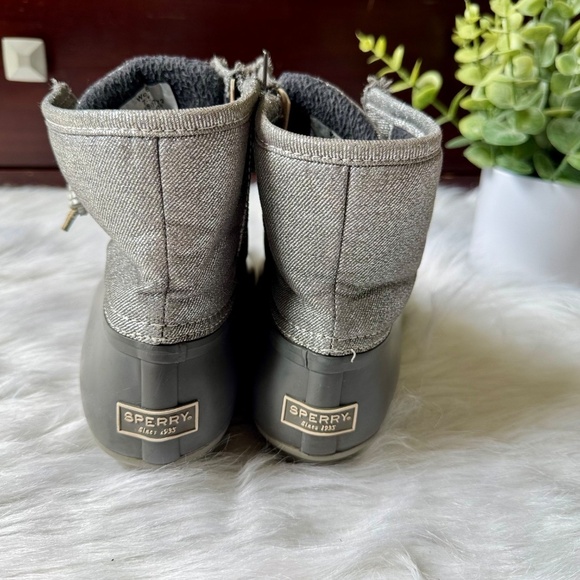 Sperry Top-Sider Saltwater Shimmer Duck Boots Gray Waterproof Size 7.5 - Picture 9 of 13